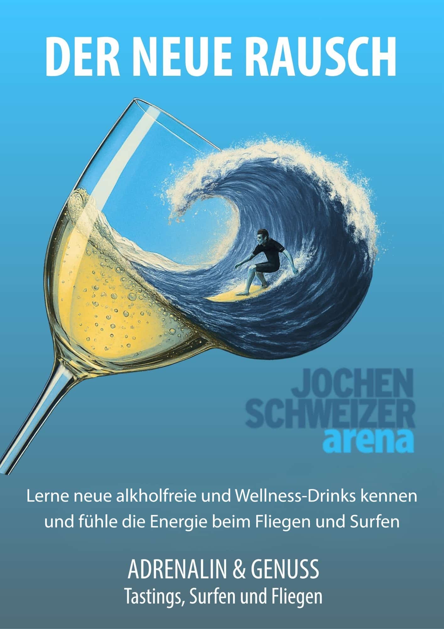 Event mit alkoholfreien Drinks und Fliegen/Surfen